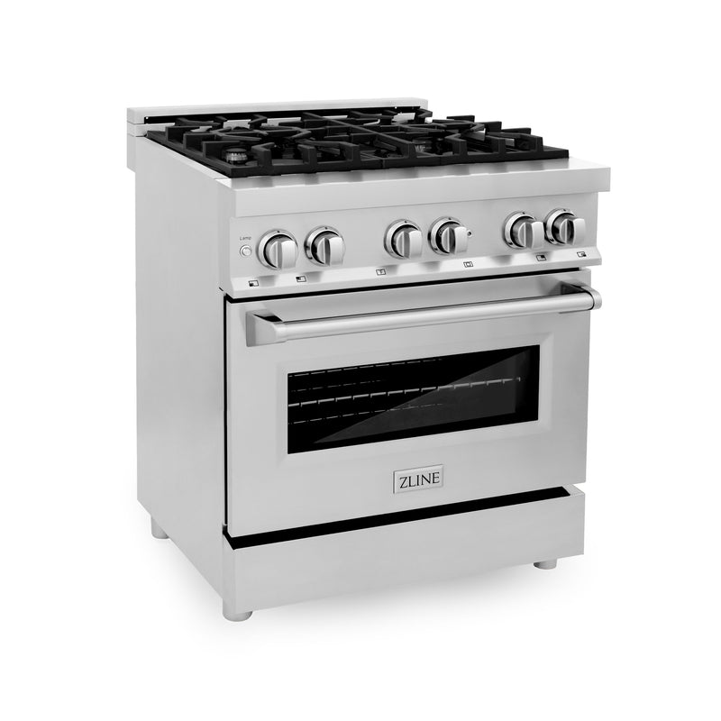 ZLINE 30 in. 4.0 cu. ft. Dual Fuel Range with Gas Stove and Electric Oven in Stainless Steel (RA30)