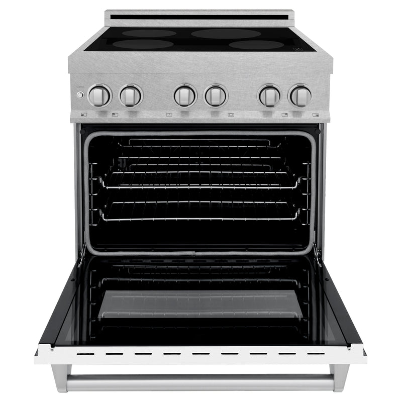 ZLINE 30 IN. 4.0 cu. ft. Induction Range in Fingerprint Resistant Stainless Steel with a 4 Element Stove, Electric Oven, and White Matte Door (RAINDS-WM-30)