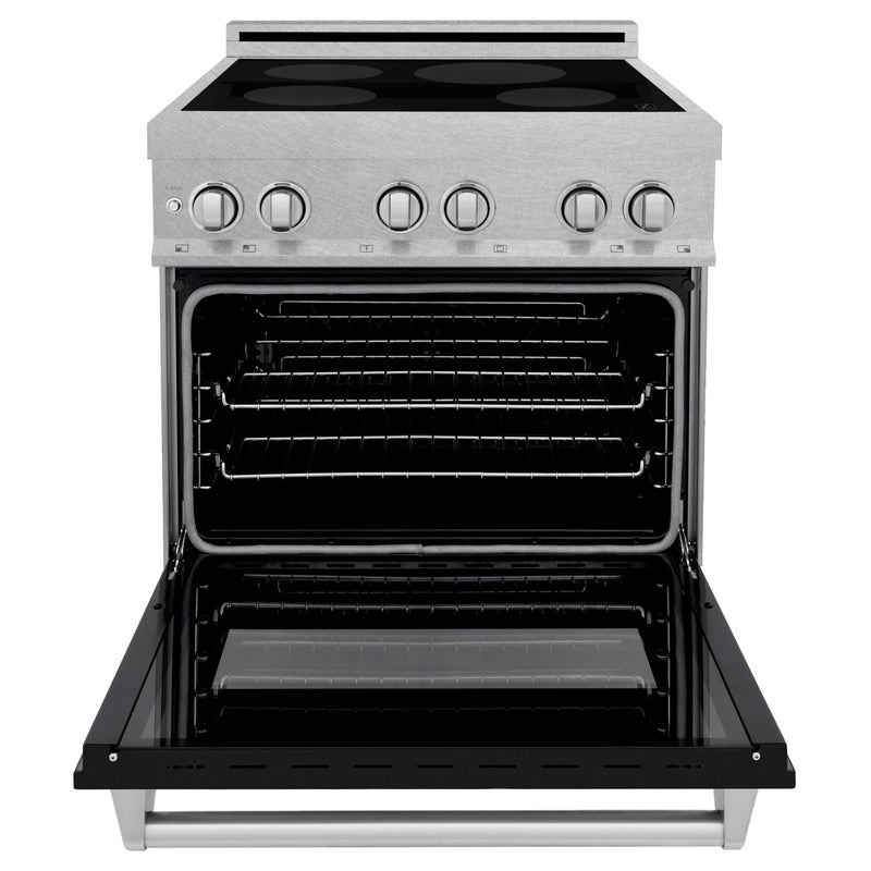 ZLINE 30 IN. 4.0 cu. ft. Induction Range in Fingerprint Resistant Stainless Steel with a 4 Element Stove, Electric Oven, and Black Matte Door (RAINDS-BLM-30)