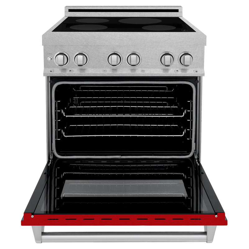 ZLINE 30 IN. 4.0 cu. ft. Induction Range in Fingerprint Resistant Stainless Steel with a 4 Element Stove, Electric Oven, and Red Gloss Door (RAINDS-RG-30)