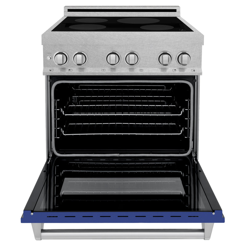 ZLINE 30 IN. 4.0 cu. ft. Induction Range in Fingerprint Resistant Stainless Steel with a 4 Element Stove, Electric Oven, and Blue Matte Door (RAINDS-BM-30)