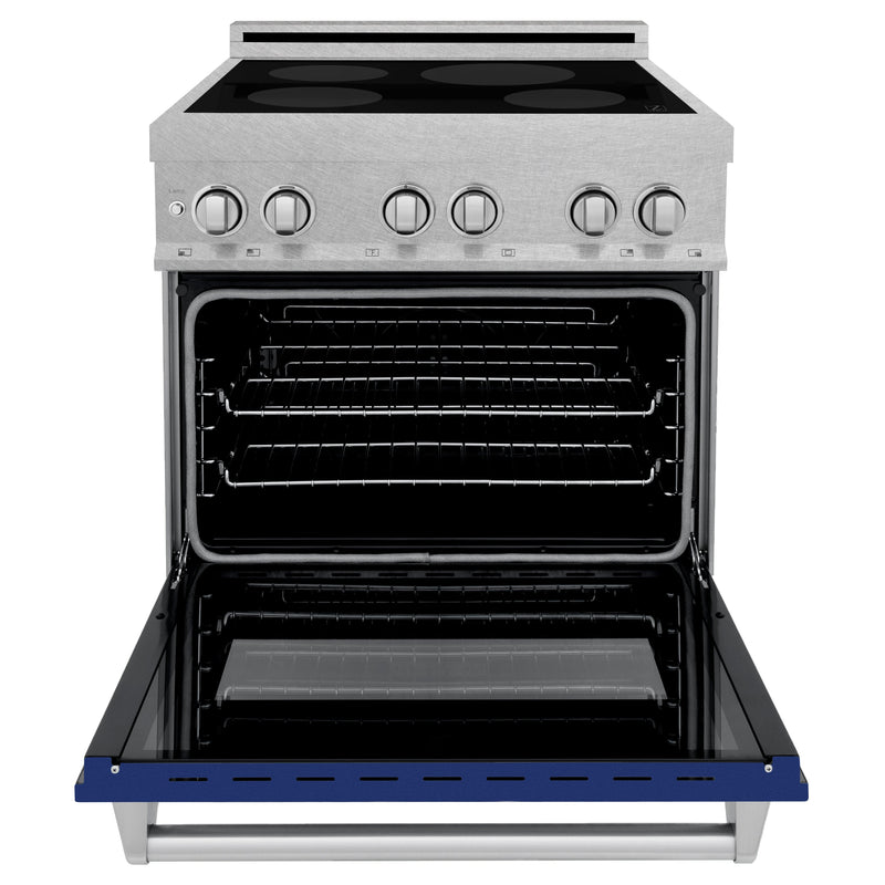 ZLINE 30 IN. 4.0 cu. ft. Induction Range in Fingerprint Resistant Stainless Steel with a 4 Element Stove, Electric Oven, and Blue Gloss Door (RAINDS-BG-30)