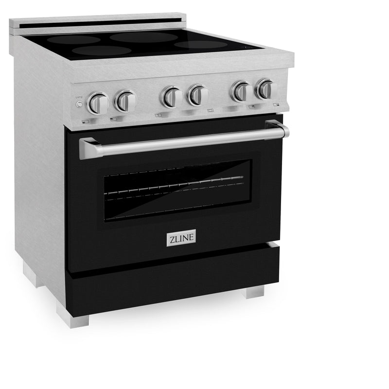 ZLINE 30 IN. 4.0 cu. ft. Induction Range in Fingerprint Resistant Stainless Steel with a 4 Element Stove, Electric Oven, and Black Matte Door (RAINDS-BLM-30)