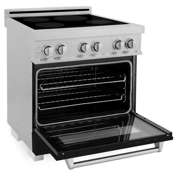 ZLINE 30 IN. 4.0 cu. ft. Induction Range in Fingerprint Resistant Stainless Steel with a 4 Element Stove, Electric Oven, and Black Matte Door (RAINDS-BLM-30)