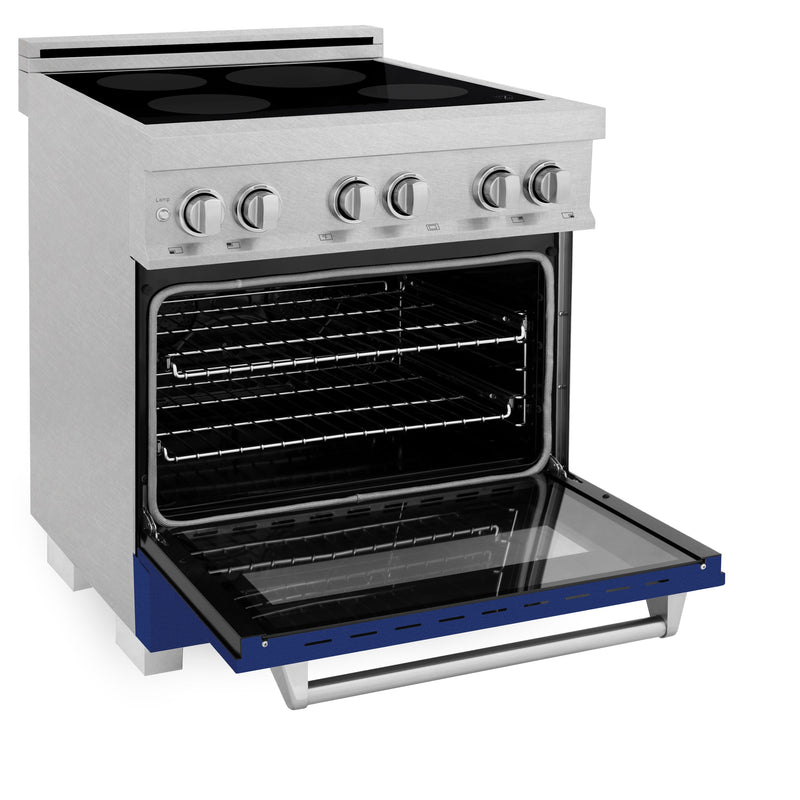 ZLINE 30 IN. 4.0 cu. ft. Induction Range in Fingerprint Resistant Stainless Steel with a 4 Element Stove, Electric Oven, and Blue Gloss Door (RAINDS-BG-30)