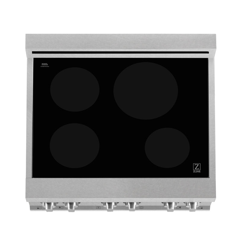 ZLINE 30 IN. 4.0 cu. ft. Induction Range in Fingerprint Resistant Stainless Steel with a 4 Element Stove, Electric Oven, and White Matte Door (RAINDS-WM-30)