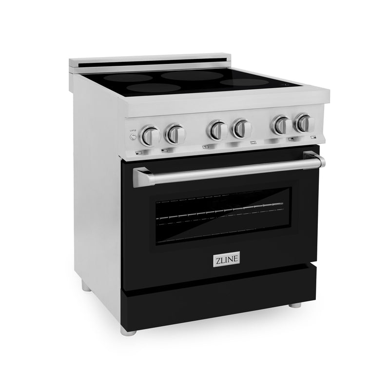 ZLINE 30 in. 4.0 cu. ft. Induction Range with a 4 Induction Element Stove and Electric Oven in Stainless Steel with Black Matte Door (RAIND-BLM-30)