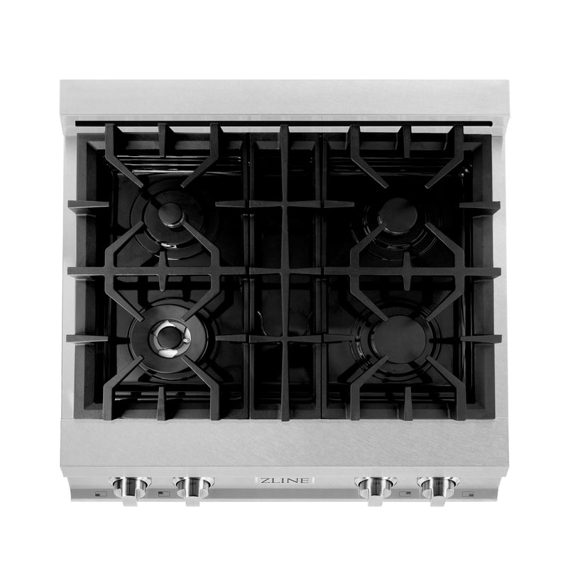 ZLINE 30 in. Porcelain Rangetop in DuraSnow Stainless Steel with 4 Gas Burners (RTS-30)