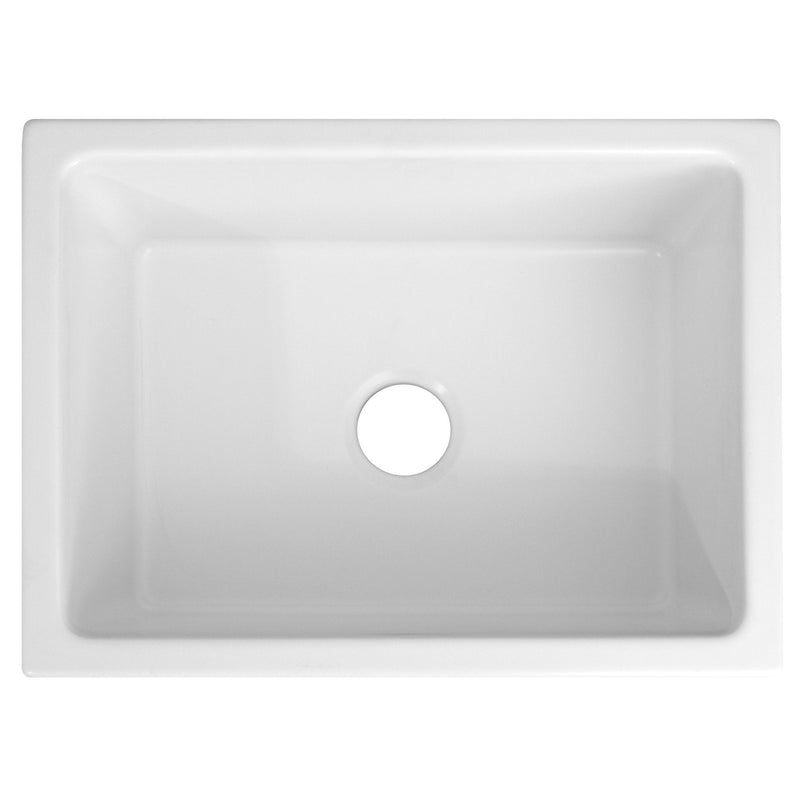 ZLINE 24 in. Venice Farmhouse Apron Front Reversible Single Bowl Fireclay Kitchen Sink with Bottom Grid (FRC5120)