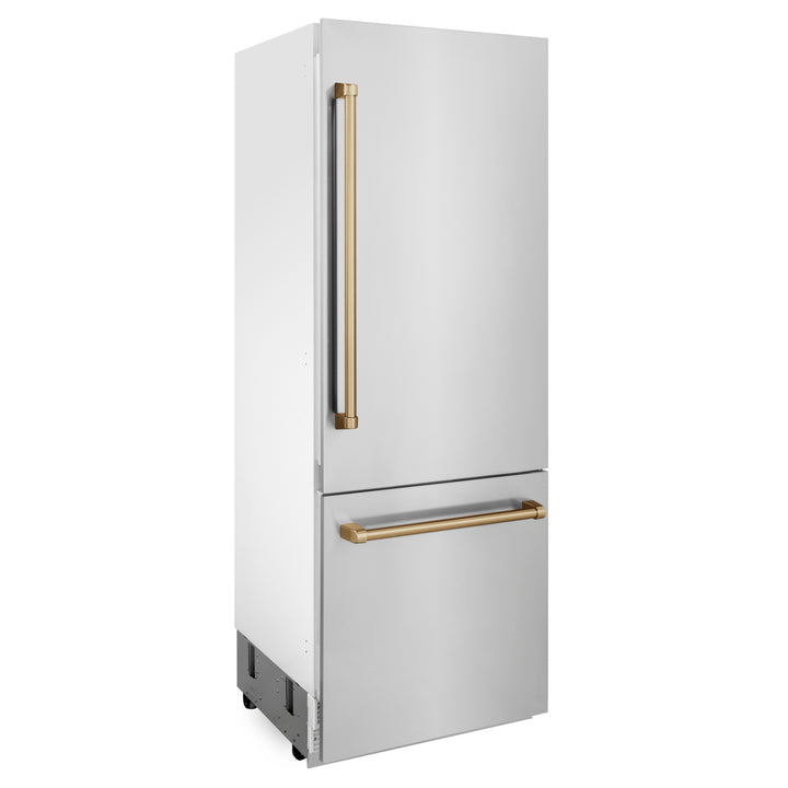 ZLINE 30" Autograph Edition 16.1 cu. ft. Built-in 2-Door Bottom Freezer Refrigerator with Internal Water and Ice Dispenser in Stainless Steel (RBIVZ-304-30)