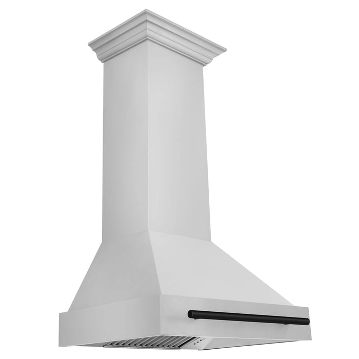 ZLINE 30" Autograph Edition Stainless Steel Range Hood with Stainless Steel Shell and Matte Black Handle - 8654STZ-30-MB
