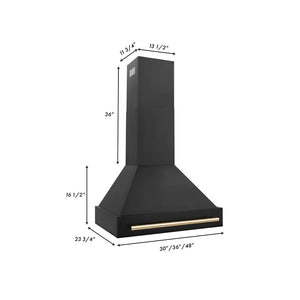 ZLINE 30 in. Autograph Edition in Black Stainless Steel Range Hood with Gold Handle, BS655Z-30