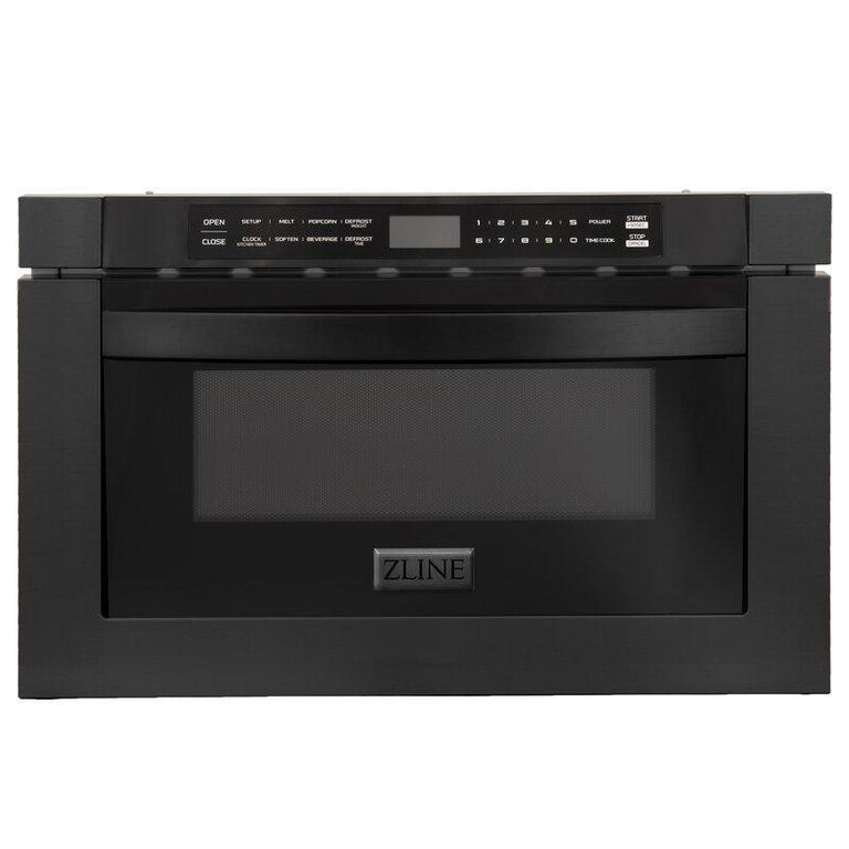 ZLINE Appliance Package - 30 in. Black Stainless Steel Gas Range, Range Hood, Microwave Drawer and Dishwasher  4KP-RGBRH30-MWDW