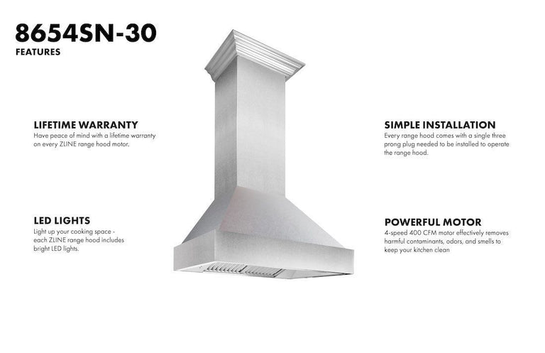 ZLINE Appliance Package - 30 in. DuraSnow® Stainless Dual Fuel Range, Ducted Vent Range Hood and Dishwasher - 3KP-RASRH30-DW