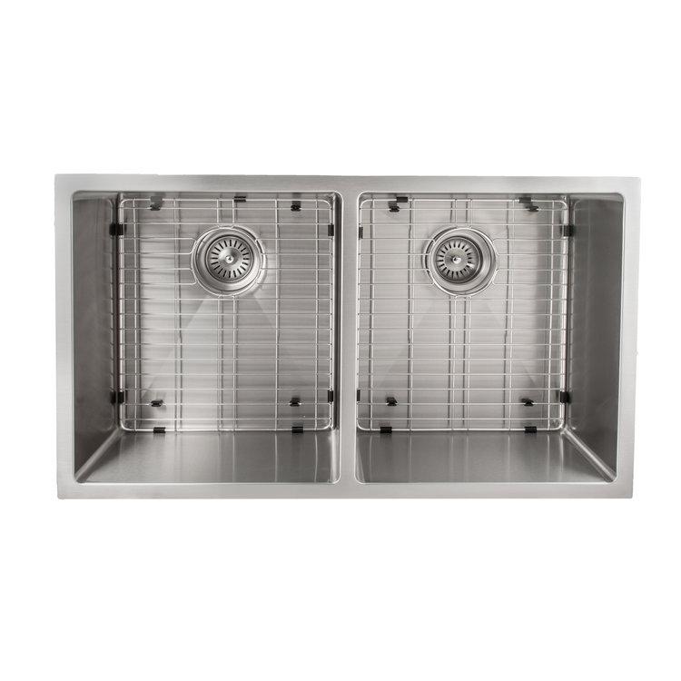 ZLINE 33 in. Anton Undermount Double Bowl Kitchen Sink with Bottom Grid (SR50D-33)