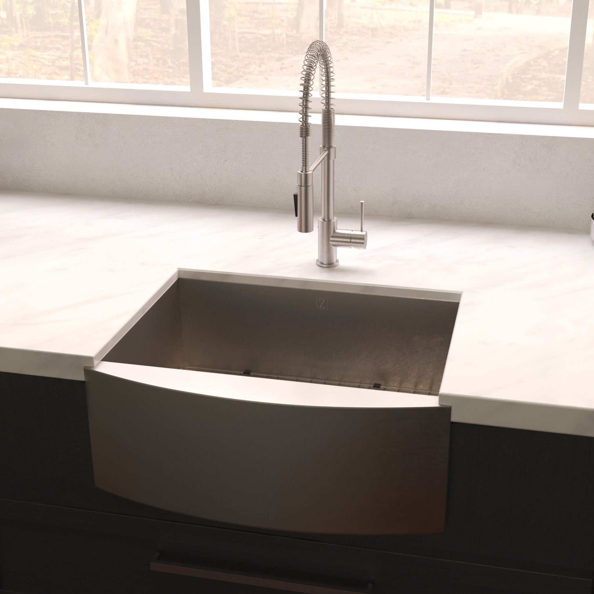 ZLINE 33 in. Vail Farmhouse Apron Mount Single Bowl Kitchen Sink with Bottom Grid (SAS)