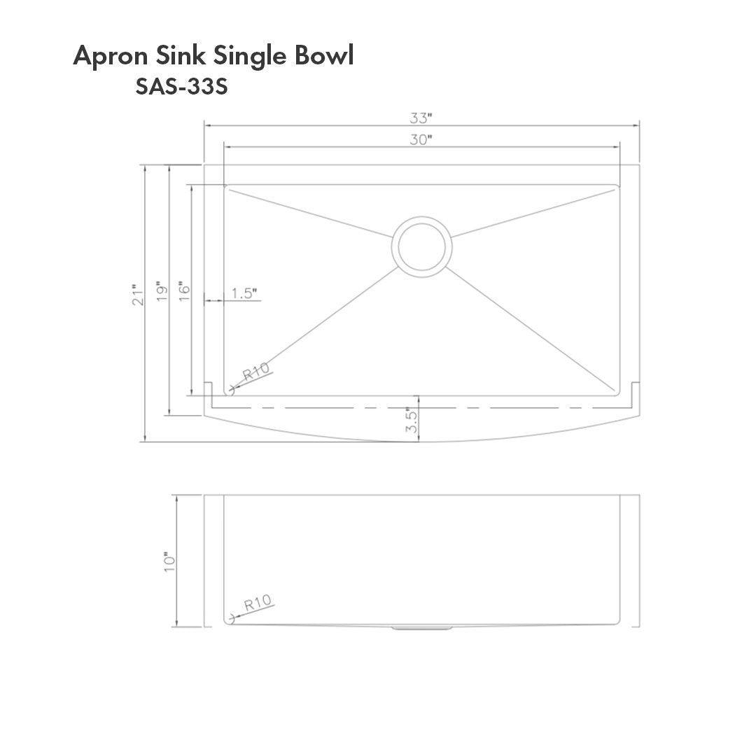 ZLINE 33 in. Vail Farmhouse Apron Mount Single Bowl Kitchen Sink with Bottom Grid (SAS)