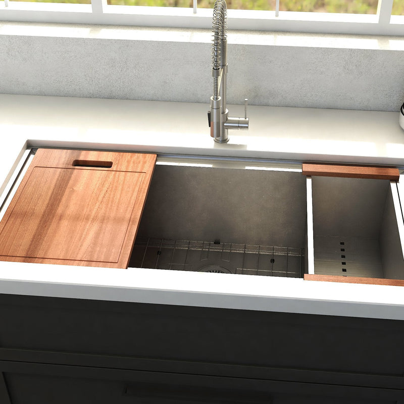 ZLINE 33" Garmisch Undermount Single Bowl Kitchen Sink with Bottom Grid and Accessories 