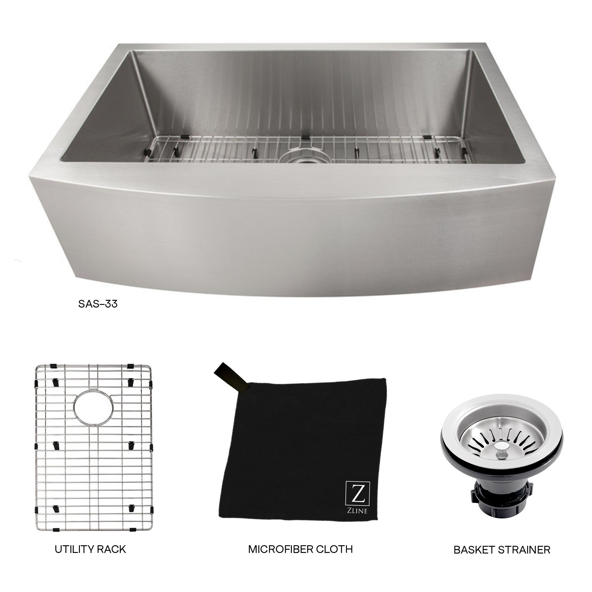 ZLINE 33 in. Vail Farmhouse Apron Mount Single Bowl Kitchen Sink with Bottom Grid (SAS)