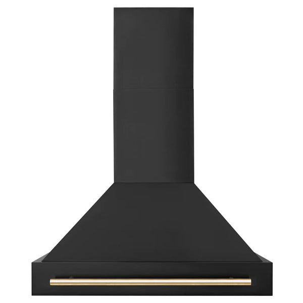 ZLINE 36 Autograph Edition Black Stainless Steel Range Hood with Handle, Gold