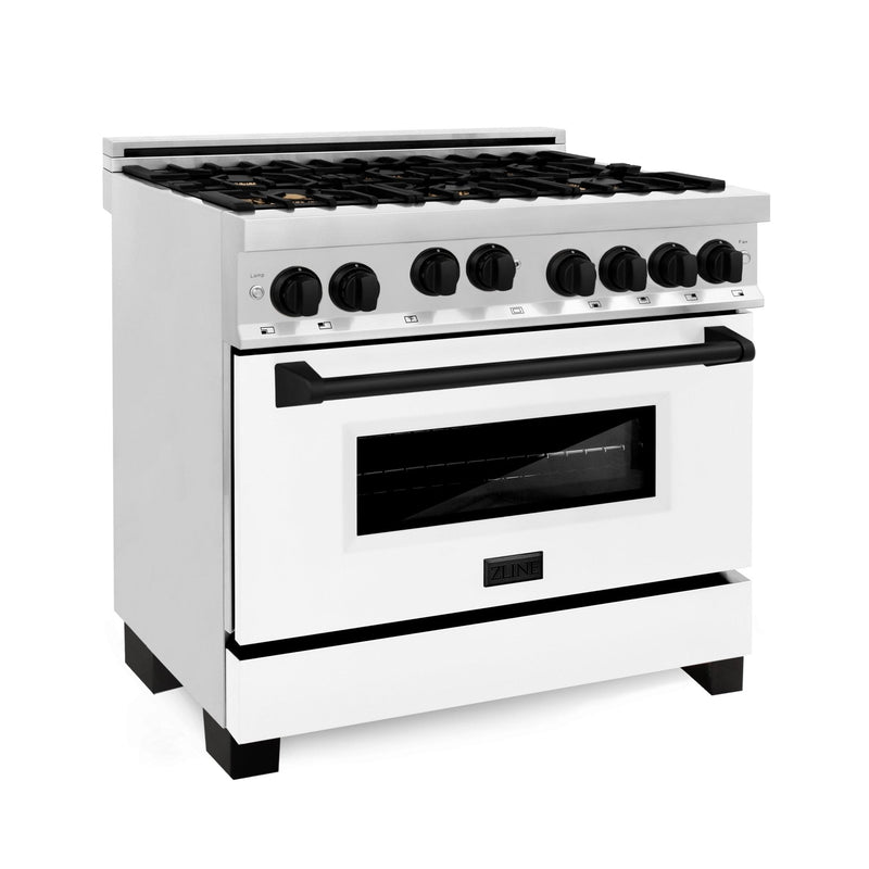 ZLINE 36 in. Autograph Edition Gas Range in Stainless Steel with White Matte Door and Accents (RGZ-WM-36)