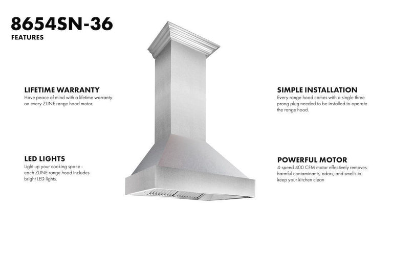 ZLINE Appliance Package - 36 in. Kitchen Package with DuraSnow® Stainless Dual Fuel Range, Ducted Vent Range Hood and Dishwasher - 3KP-RASRH36-DW