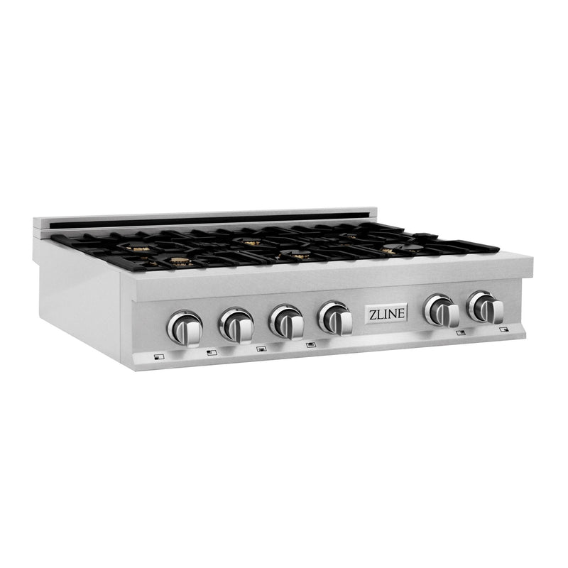 ZLINE 36 in. Porcelain Rangetop in DuraSnow Stainless Steel with 6 Gas Burners (RTS-36)