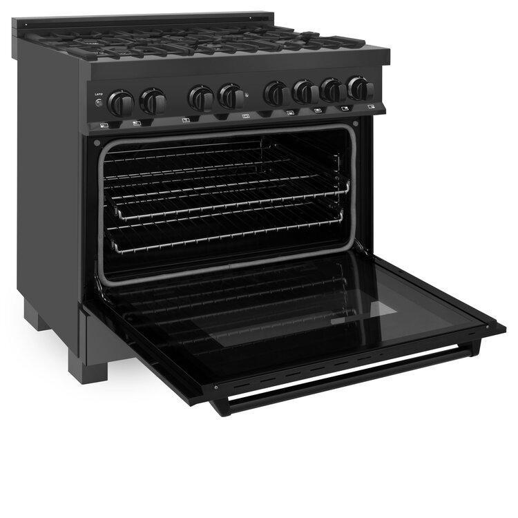 ZLINE 36" Professional Black Stainless Gas Burner And Electric Oven Range