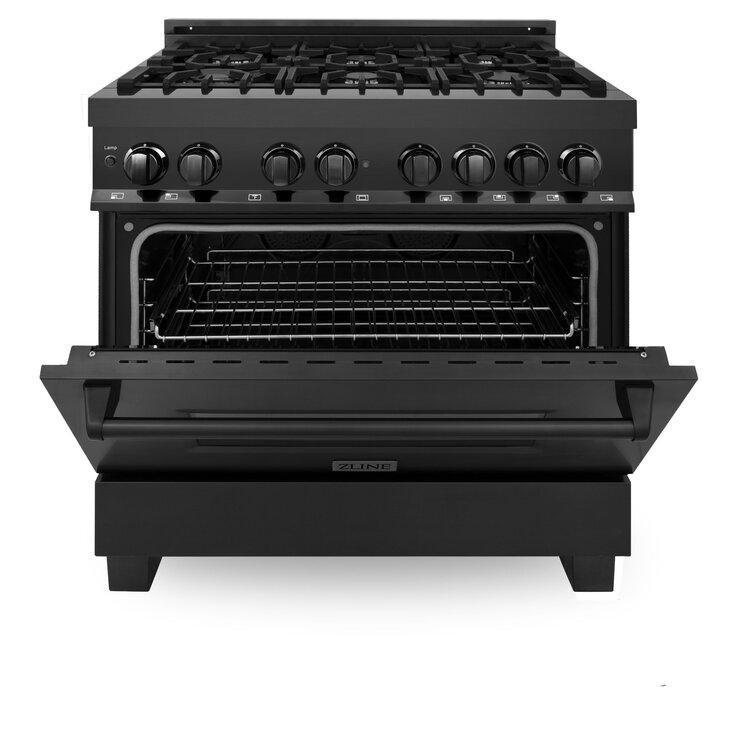 ZLINE 36" Professional Black Stainless Gas Burner And Electric Oven Range
