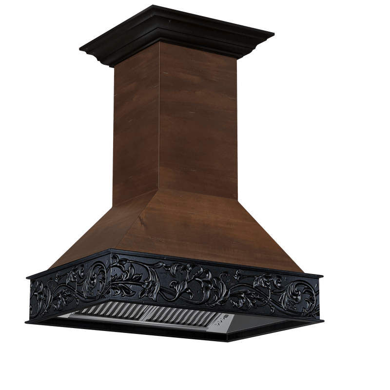 ZLINE 36 in. Wooden Island Mount Range Hood in Antigua and Walnut (9373AR-36)