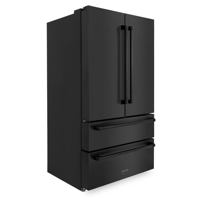 ZLINE 4-Piece Appliance Package - 30 In. Rangetop, Range Hood, Refrigerator, and Double Wall Oven in Black Stainless Steel - 4KPR-RTBRH30-AWD