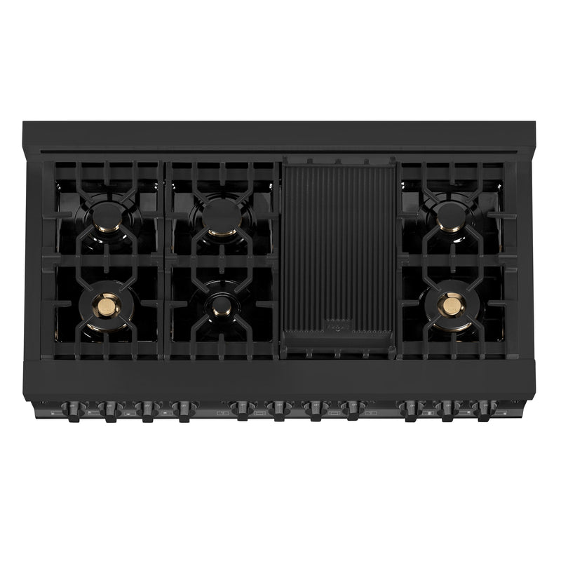 ZLINE 48" Black Stainless 6.0 cu.ft. 7 Gas Burner/Electric Oven Range