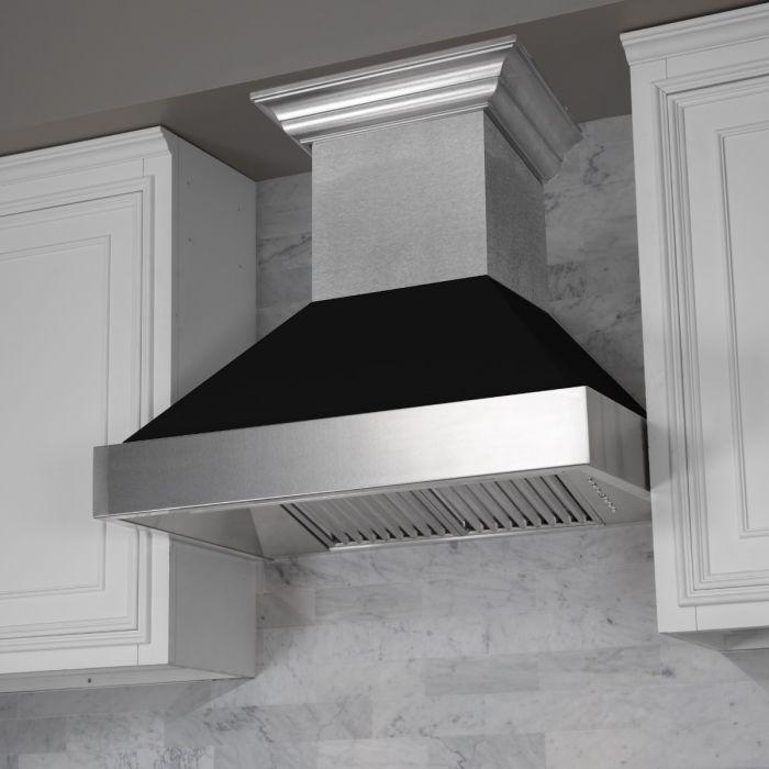 ZLINE Appliance Package - 48" Dual Fuel Range with Black Matte Door & 48" Range Hood - 2KP-RASBLMRH48