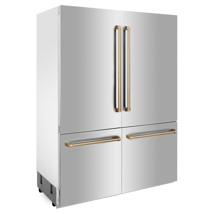 ZLINE 60" Autograph Edition 32.2 cu. ft. Built-in 4-Door French Door Refrigerator with Internal Water and Ice Dispenser in Stainless Steel with Accents (RBIVZ-304-60)
