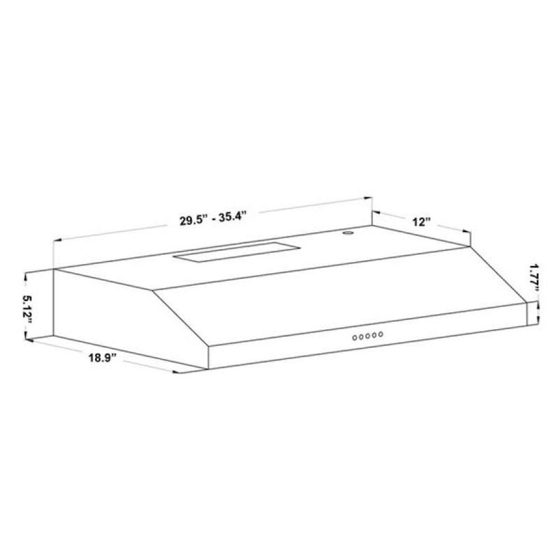 ZLINE 30 inch 280 CFM Ducted Under Cabinet Range Hood in Stainless Steel - Hardwired Power (615-30)