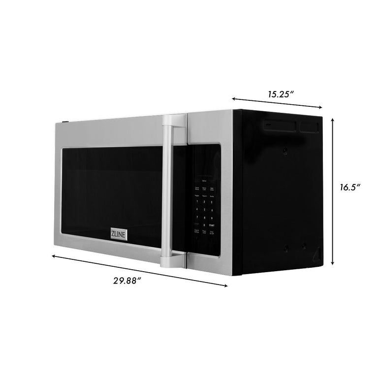 ZLINE Appliance Package - 30 in. Dual Fuel Range, Over-the-Range Microwave, 3 Rack Dishwasher, Refrigerator - 4KPR-RAOTRH30-DWV