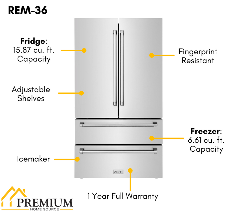 ZLINE Appliance Package - 30 in. Dual Fuel Range, Over-the-Range Microwave, 3 Rack Dishwasher, Refrigerator - 4KPR-RAOTRH30-DWV