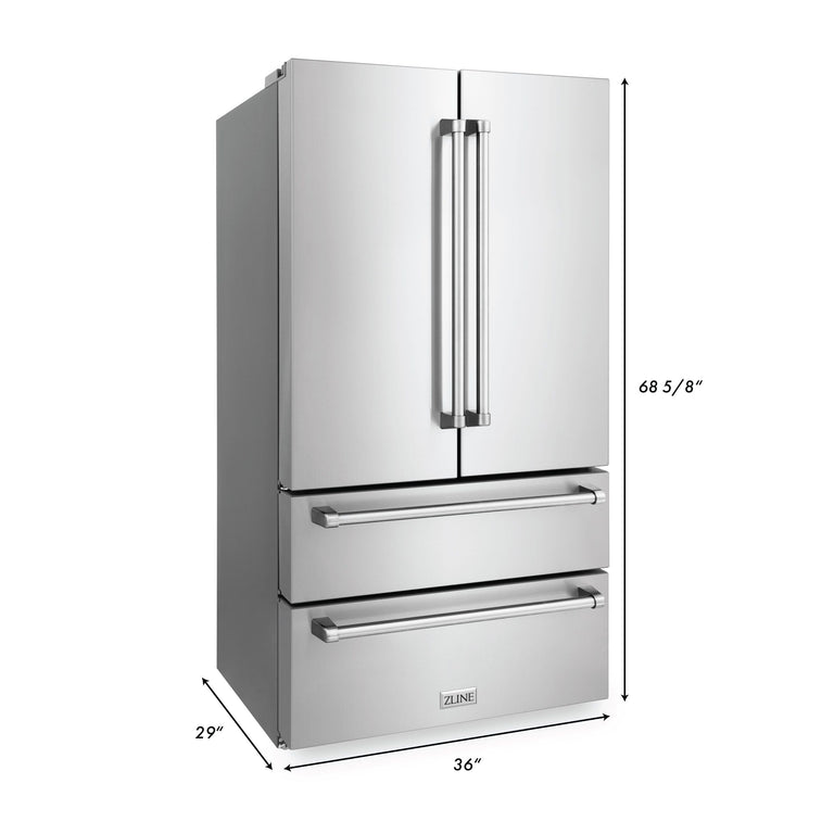 ZLINE Appliance Package - 30 in. Gas Range, Over-the-Range Microwave Refrigerator - 3KPR-RGOTRH30