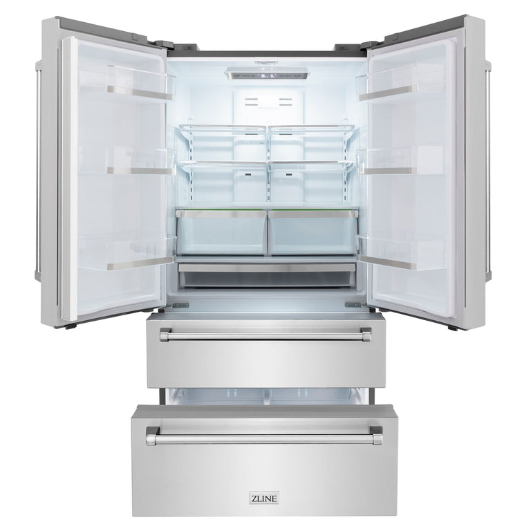 ZLINE Appliance Package - 30 in. Gas Range, Over-the-Range Microwave Refrigerator - 3KPR-RGOTRH30