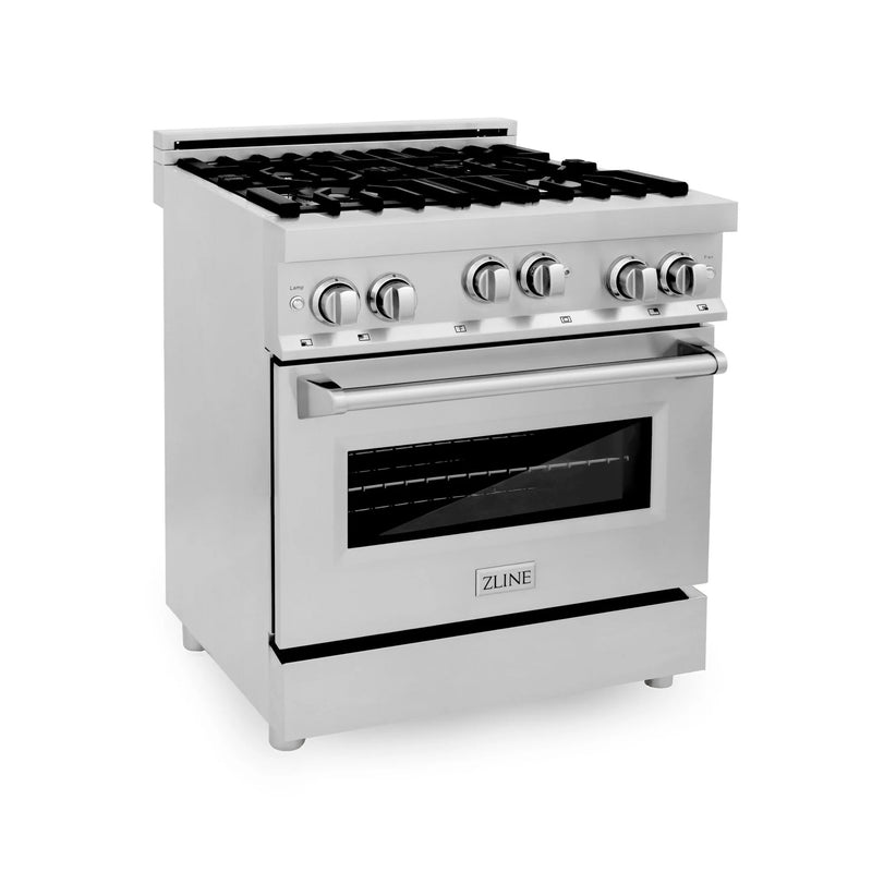 ZLINE Appliance Package -30" Kitchen Package with Stainless Steel Gas Range with Red Matte Door and Convertible Vent Range Hood - 2KP-RGRMRH30