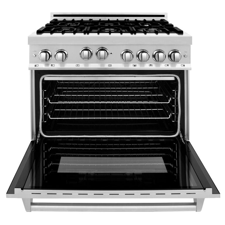 ZLINE Appliance Package - 36 in. Gas Range, Range Hood, 3 Rack Dishwasher - 3KP-RGRH36-DWV