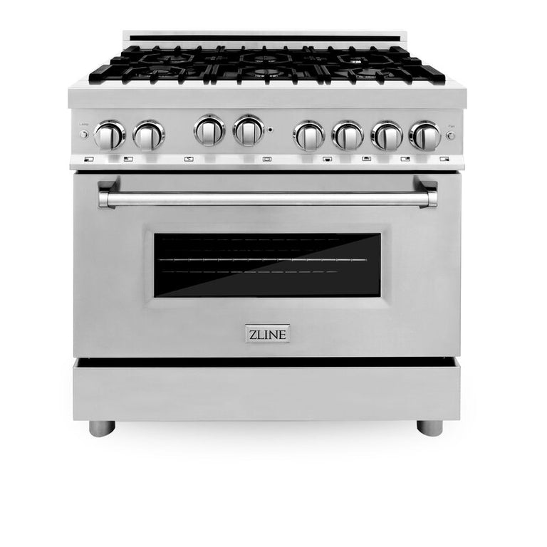 ZLINE Appliance Package - 36 in. Gas Range, Range Hood, 3 Rack Dishwasher - 3KP-RGRH36-DWV