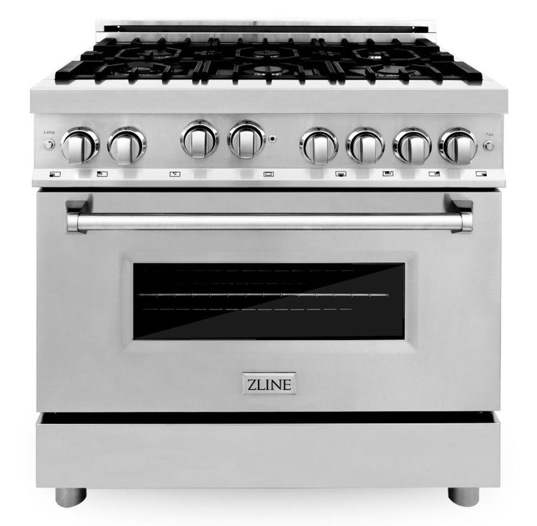 ZLINE Appliance Package - 36 in. Gas Range, Range Hood and Microwave Drawer - 3KP-RGRH36-MW