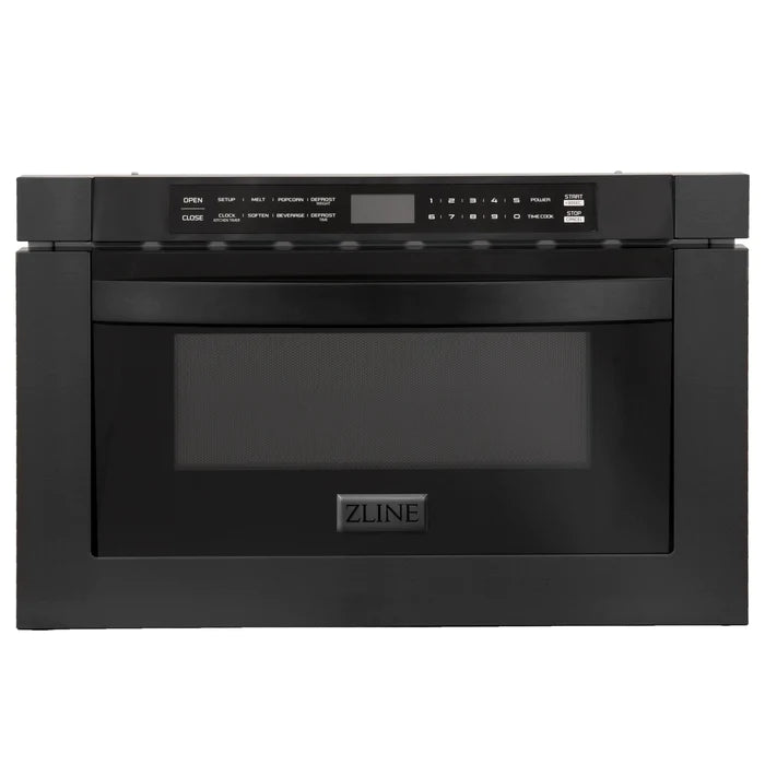 ZLINE Appliance Package - 36" Kitchen Package with Black Stainless Steel Gas Range, Convertible Vent Range Hood and Microwave Drawer - 3KP-RGBRH36-MW