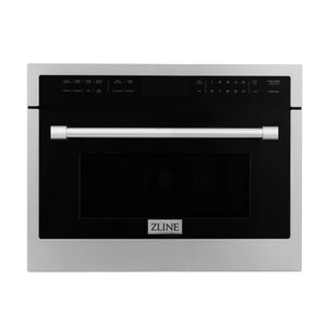 ZLINE Appliance Package - 48" Kitchen Package with Stainless Steel Dual Fuel Range, Convertible Vent Range Hood and 24" Microwave Oven - 3KP-RARHMWO-48