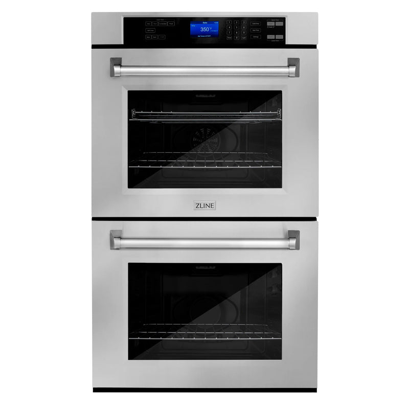 ZLINE Appliance Package - Kitchen Package with Refrigeration, 30" Stainless Steel Rangetop, 30" Range Hood and 30" Double Wall Oven - 4KPR-RTRH30-AWD