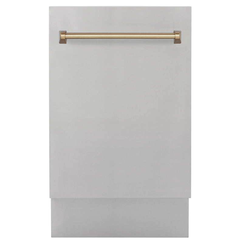 ZLINE Autograph Edition 18 in. Dishwasher in Stainless Steel with Champagne Bronze Handle