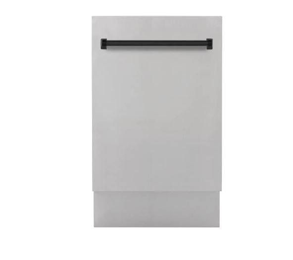 ZLINE Autograph Edition 18 in. Dishwasher in Stainless Steel with Matte Black Handle, DWVZ-304-18-MB