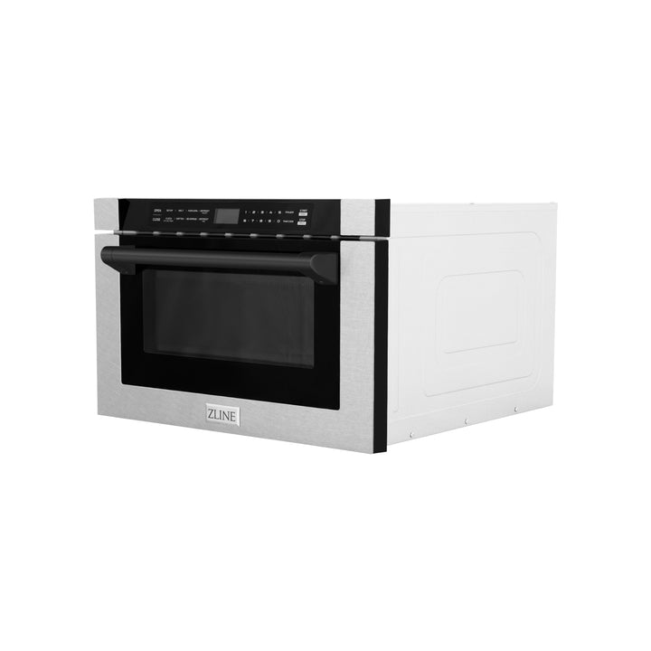 ZLINE Autograph Edition 24" 1.2 cu. ft. Built-in Microwave Drawer with a Traditional Handle in Fingerprint Resistant Stainless Steel (MWDZ-1-SS-H)