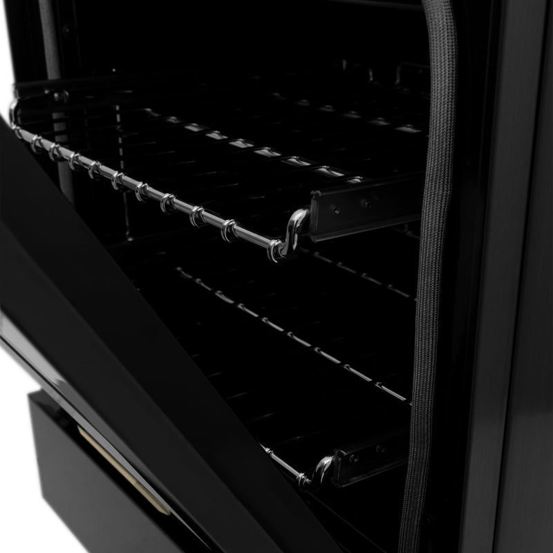 ZLINE Autograph Edition 24" 2.8 cu. ft. Dual Fuel Range with Gas Stove and Electric Oven in Black Stainless Steel with Accents
